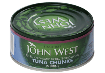 Tunų gabaliukai JOHN WEST savo sultyse, 145 g