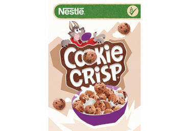 Sausainių formos dribsniai NESTLE COOKIE CRISP, šokolado sk., 375 g