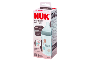 Buteliukas su sil. žinduku NUK PERFECT MATCH M, 3+mėn.,260ml, 1 vnt. 