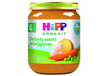 Ekologiška įvairių daržovių tyrelė HIPP (nuo 4 mėn.), 125 g