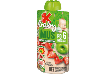 Obuolių ir braškių tyrelė su vitaminu C nuo 6 mėn., Kubuš baby, 120g