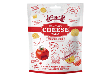 Хрустящие сушеные сырные шарики DŽIUGAS, томатный вкус, 45%, 40 г