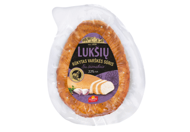 Копченый творожный сыр LUKŠIŲ с чесноком, 22% жира, 230 г