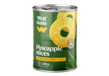 Ananasų griežinėliai sirupe WELL DONE, 340 g