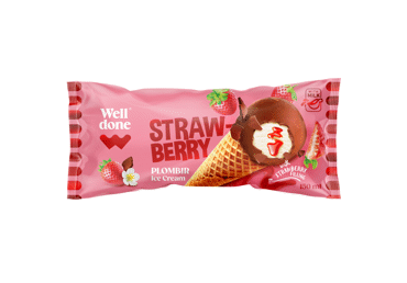 Plombyras WELL DONE su braškių įdaru, 90 g