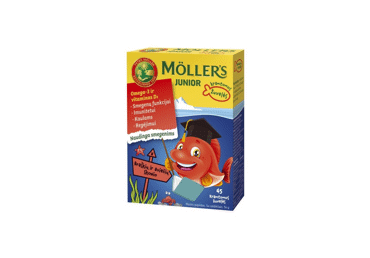 Maisto papildas MOLLER'S JUNIOR  (braškių ir aviečių skonio), 45 vnt.