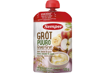 Ready-to-eat porridge SEMPER with apples and cinnamon, from 6 months, 120 g