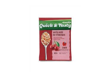 Avižinė košė QUICK & TASTY su vyšniomis, 40 g