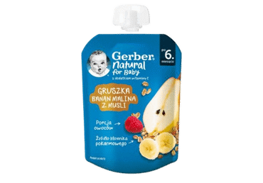Pear, banana, raspberry puree GERBER, from 6 months, 80 g