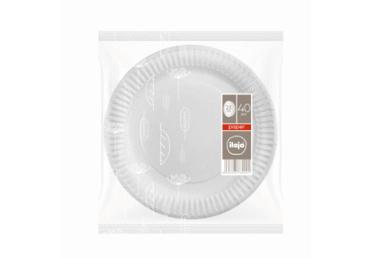 Vienkartinės lėkštės ILAJA WHITE, 23cm, 40 vnt.