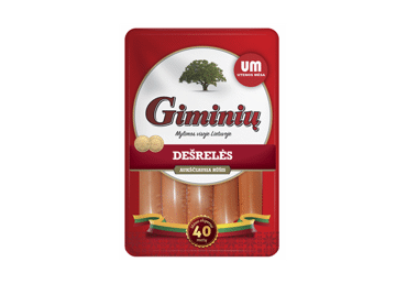 Boiled GIMINIŲ sausages, a. r., 260 g