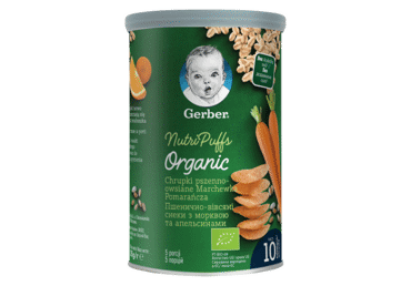 Ekol.aviž.trapučiai GERBER su morkomis ir apelsin. (10+mėn.), 35 g