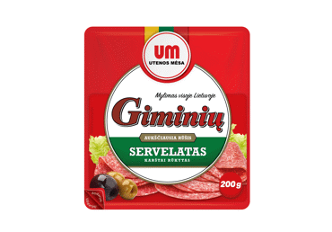 Hot smoked GIMINIŲ sausage, a. r., 200 g