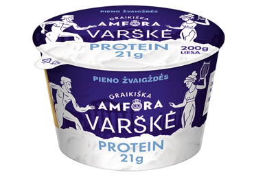Liesa varškė GRAIKIŠKA AMFORA PROTEIN be laktozės,  0,9 % rieb., 200 g