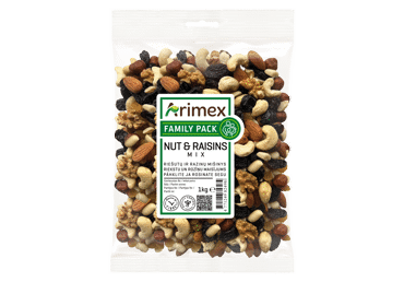 Riešutų ir razinų mišinys FAMILY PACK ARIMEX, 1 kg