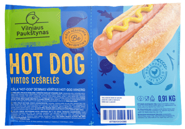 Boiled chicken hot dog sausages, I grade, 910 g