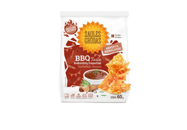 Trikampiai kukurūzų trapučiai SAULĖS GRŪDAS, BBQ skonio, 60 g
