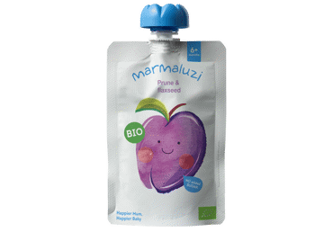Organic dried plum puree MARMALUZI with flax seeds (6+ months), 90 g