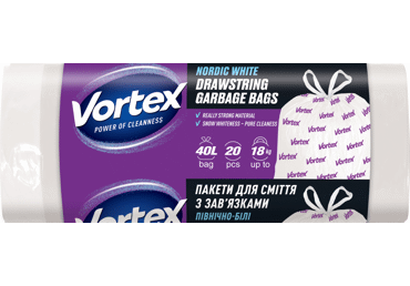 Šiukšlių maišai VORTEX N'WHITE DRAWSTR 40 l, 1 vnt.