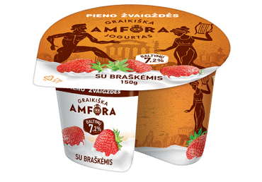 Jogurtas GRAIKIŠKA AMFORA su braškėmis, 3,1% rieb., 150 g