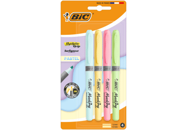 Žymekliai BIC HIGHLIGHTER GRIP, BL4, 4 vnt.