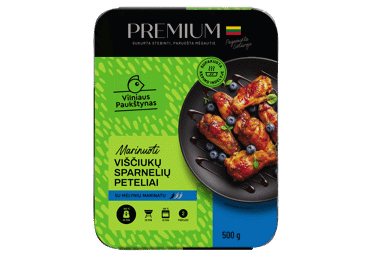 Viščiukų sparnelių peteliai PREMIUM mėlynių marinate, 500 g