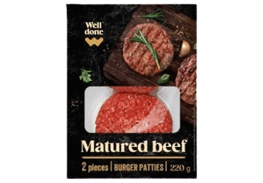 Aged beef burger patties WELL DONE, 220 g