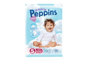 Sauskelnės-kelnaitės PEPPINS UP & PLAY 5, 12-14 kg, 20 vnt.