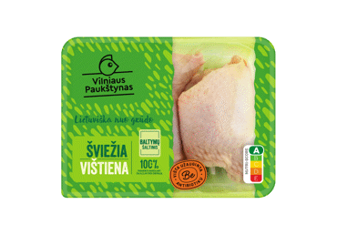 Šviežios broilerių, užaugintų be antibiotikų, šlaunelės, 500 g