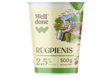 Rūgpienis WELL DONE, 2,5 % rieb., 500 g
