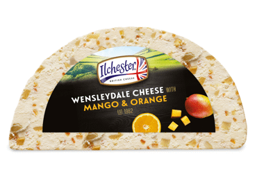 Cheese WENSLEYDALE with mangoes and oranges, 42% fat, 1 kg
