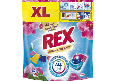 Skalbiamosios kapsulės REX POWER CAPS AROMATHERAPY COLOR, 36 vnt.