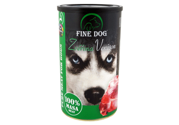 Konservuotas šunų ėdalas FINE DOG su elniena, 1200 g