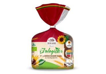 Ekologiška viso grūdo ruginė duona su saulėgrąžomis, 400 g