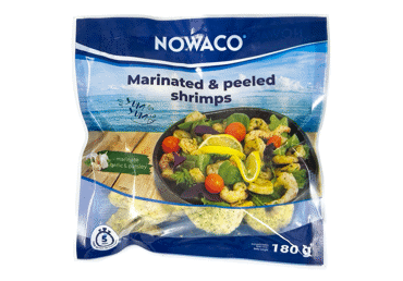Frozen raw shrimp with garlic marinade