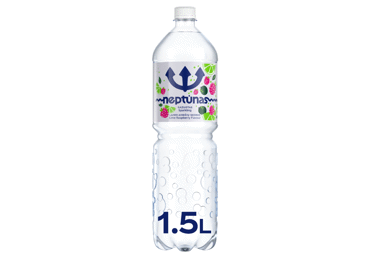 Gazuotas stalo vanduo NEPTŪNAS, žal. citr. ir aviečių skonio, 1.5 l