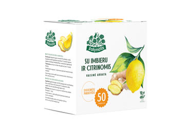 Vaisinė arbata ŽOLYNĖLIS su imbieru ir citrinomis, 100 g