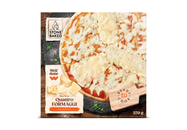Frozen pizza WELL DONE with four cheeses, 570 g