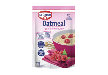 Quick preparation oat porridge DR. OETKER with raspberries, 60 g