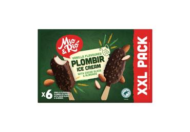 Vanilla Flavor Ice Cream MIO & RIO with Cocoa Coating, Almonds, 6 x 73 g, 438 g