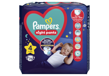 Sauskelnės-kelnaitės PAMPERS Night Pants, Value Pack, 4 dydis, 25 vnt.