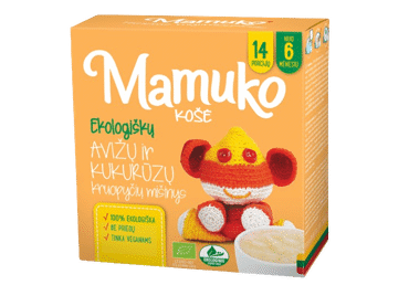 Ekologiška MAMUKO avižų ir kukurūzų košė, nuo 6 mėn., 240 g