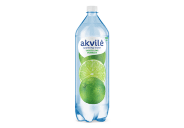 Lengvai gazuotas stalo vanduo AKVILĖ, žaliųjų citrinų skonio, 1.5 l