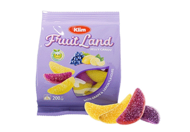 Жевательные конфеты FRUIT LAND, со вкусом винограда и лимона, 200 г