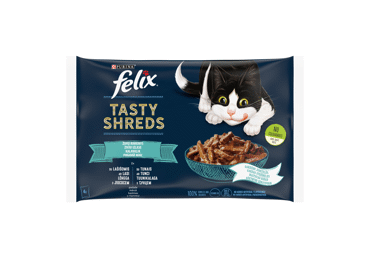 Корм для кошек FELIX TASTY SHREDS с различной рыбой, 4 x 80 г, 320 г
