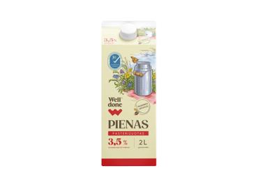Pasterizuotas pienas WELL DONE 3,5 % rieb., 2 l