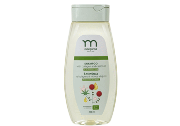 Šampūnas MARGARITA su kolagenu ir ricinos aliejumi pažeistiems plaukams 400ml