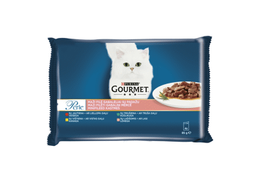Konservuotas kačių ėdalas GOURMET PERLE su įvairia mėsa, 340 g