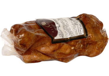 Hot smoked, cooked broiler backs vacuum packed, I r., 1 kg