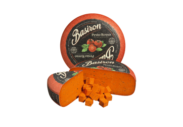 Puskietis sūris su raudonuoju pesto BASIRON, 50% rieb. s. m., 1 kg
